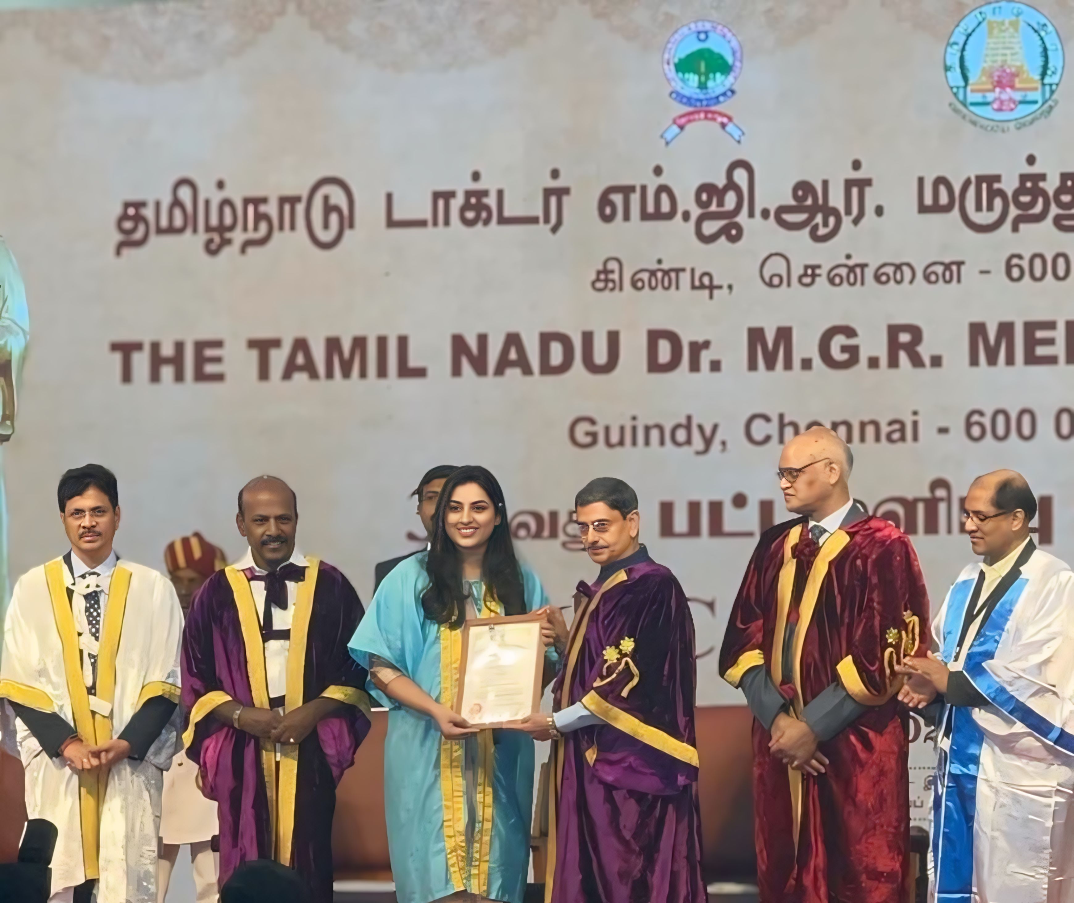 Dr. Sruthi Balaji Gold Medal Tamil Nadu Dr MGR Medical University